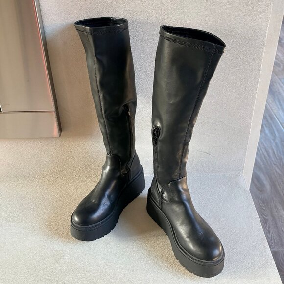 Steve Madden Black Astor Tall Platform Boot - Size 7 - Picture 1 of 8